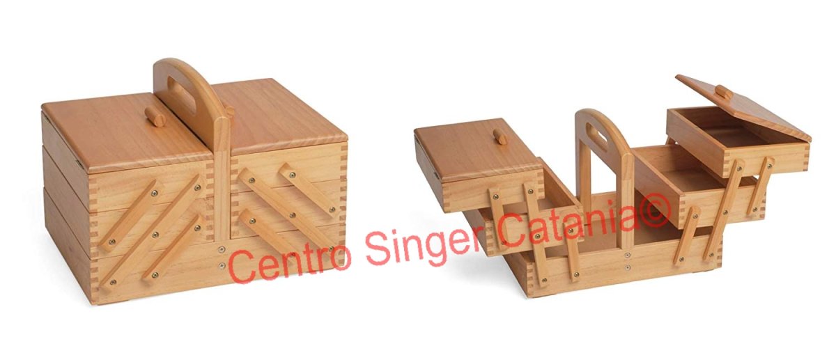 Cestino porta lavoro in legno chiaro a 3 piani (Medio) - immagine 2